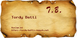 Tordy Betti névjegykártya